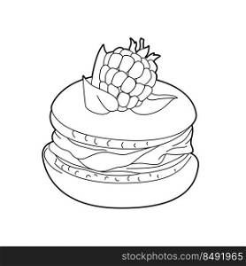 Hand drawing dessert, black and white vector illustration, tasty doodle food for coloring book, stickers, posters
