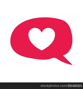 hand drawing heart in message chat. Love and valentines day concept flat illustration. Vector EPS10.