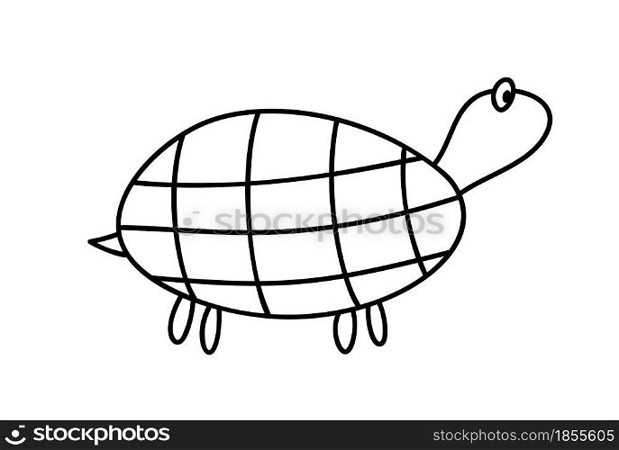 Hand drawing kids line animal turtle. Sea turtle vector design isolated on white background. Concept for icon card, baby banner poster, coloring book, scandinavian flyer.. Hand drawing kids line animal turtle. Sea turtle vector design isolated on white background. Concept for icon card, baby banner poster, coloring book, scandinavian flyer