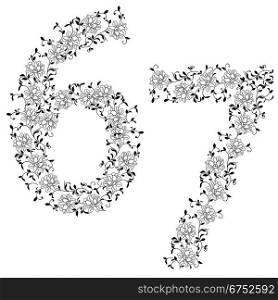 Hand drawing ornamental alphabet. Letter 67