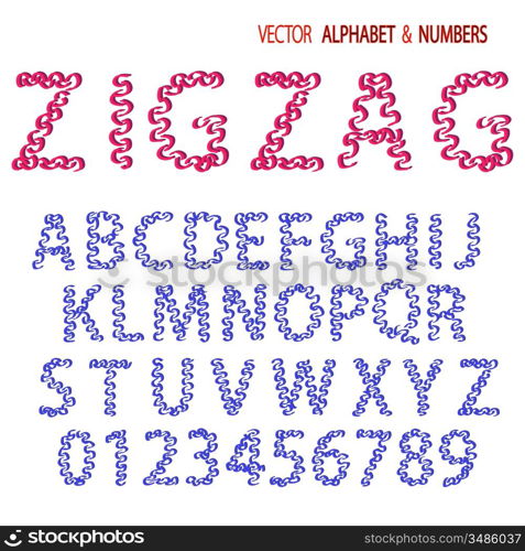 Hand drawing ornamental alphabet zigzag