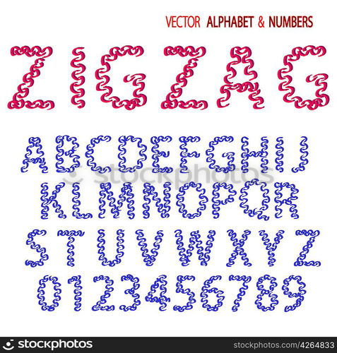 Hand drawing ornamental alphabet zigzag