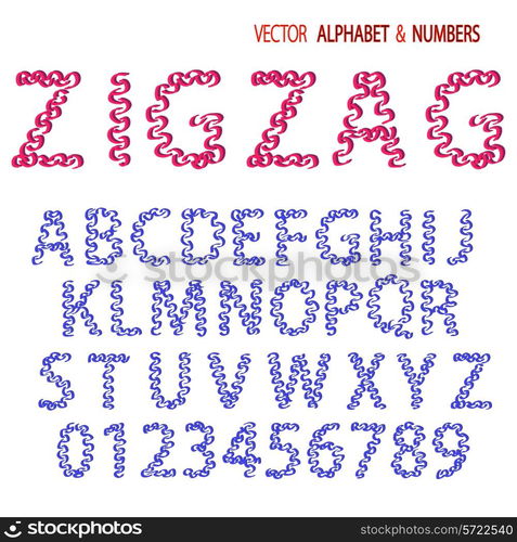 Hand drawing ornamental alphabet zigzag