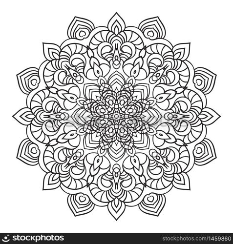 Hand drawing ornate element in eastern style. Black and white. Flower mandala. Vector illustration. The best for your design, textiles, posters, tattoos, corporate identity. Hand drawing ornate mandala element in eastern style