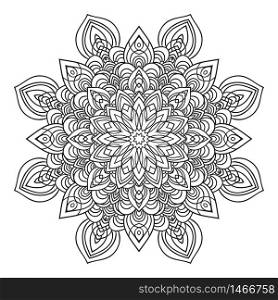 Hand drawing ornate element in eastern style. Black and white. Flower mandala. Vector illustration. The best for your design, textiles, posters, tattoos, corporate identity. Hand drawing ornate mandala element in eastern style