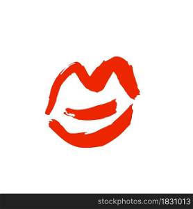 Hand drawing paint, brush drawing. Isolated. Doodle grunge style icon. Lips, kiss icon. Doodle grunge style icon. Decorative element. Outline, cartoon line icon
