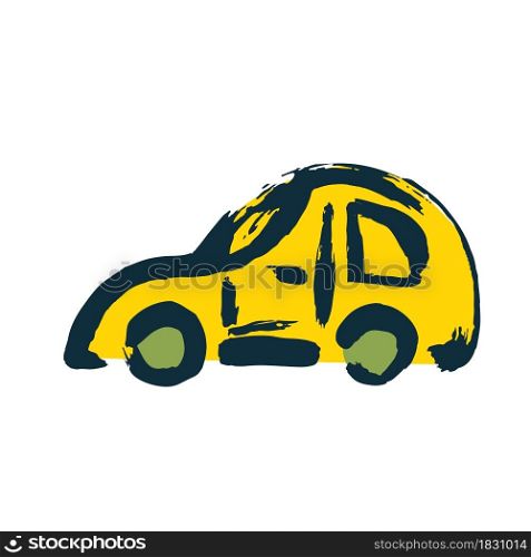 Hand drawing paint, brush drawing. Isolated. Doodle grunge style icon. Machine, car icon. Doodle grunge style icon. Decorative element. Outline, cartoon line icon