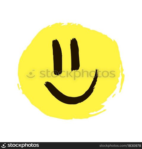 Hand drawing paint, brush drawing. Isolated on a white background. Doodle grunge style icon. Decorative element. Outline, line icon, cartoon illustration. Smiley icon. Doodle grunge style icon. Decorative element. Outline, cartoon line icon