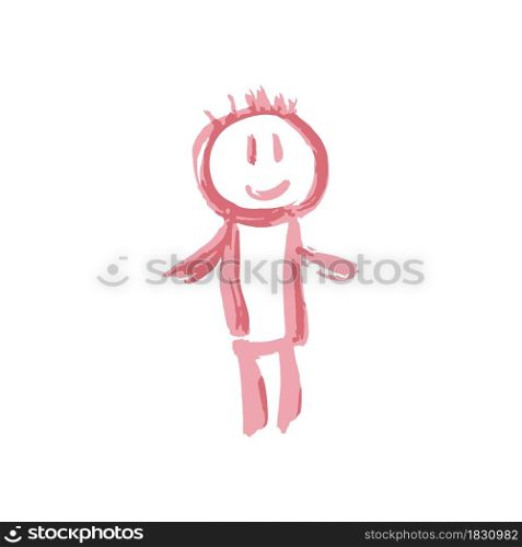 Hand drawing paint, brush drawing. Isolated on a white background. Doodle grunge style icon. Outline illustration. Boy icon. Doodle grunge style icon. Decorative element. Outline, cartoon line icon