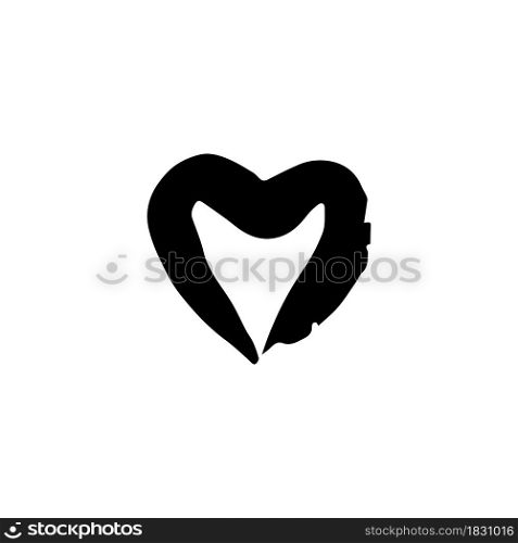 Hand drawing paint, brush drawing. Isolated on a white background. Doodle grunge style icon. Outline, line icon, cartoon illustration. Heart, love icon. Valentine&rsquo;s Day. Doodle grunge style icon. Decorative element. Outline, cartoon line icon