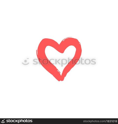 Hand drawing paint, brush drawing. Isolated on a white background. Doodle grunge style icon. Decorative element. Outline, line icon, cartoon illustration. Romantic icon, heart. Sticker, pin. Doodle grunge style icon. Decorative element. Outline, cartoon line icon