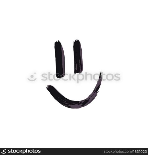 Hand drawing paint, brush drawing. Isolated on a white background. Doodle grunge style icon. Decorative element. Outline, line icon, cartoon illustration. Smiley, smile icon. Doodle grunge style icon. Decorative element. Outline, cartoon line icon