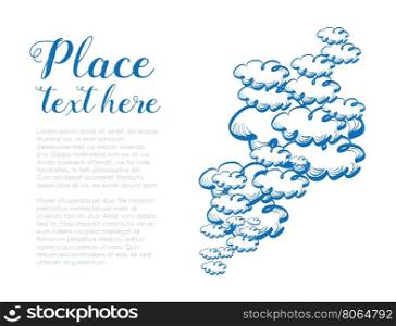 Hand drawing sky with clouds. Hand drawing sky with clouds. Vector illustration