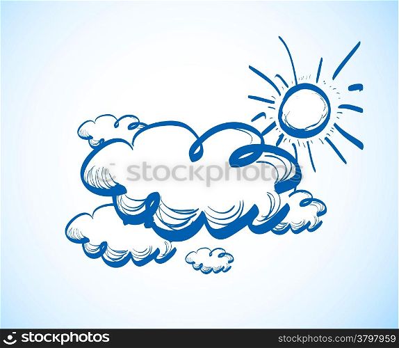 Hand drawing sky with clouds. Vector illustration