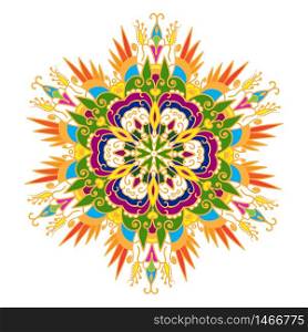Hand drawing zentangle color element. Flower mandala. Vector illustration. The best for your design, textiles, posters, tattoos, corporate identity. Hand-drawn colored mandala zentangl. Floral element