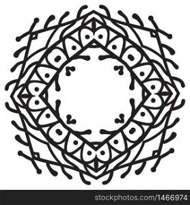 Hand drawing zentangle decorative frame. Black and white. Flower mandala. Vector illustration. The best for your design, textiles, posters, tattoos, corporate identity. Hand drawing zentangle decorative frame