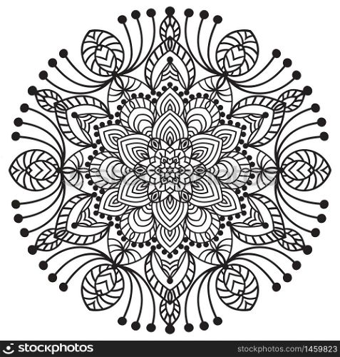 Hand drawing zentangle element. Black and white. Flower mandala. Vector illustration. The best for your design, textiles, posters, tattoos, corporate identity. Hand drawing zentangle element. Black and white. Flower mandala.
