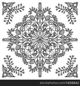 Hand drawing zentangle element. Black and white. Flower mandala. Vector illustration. The best for your design, textiles, posters, tattoos. Hand drawing zentangle mandala element