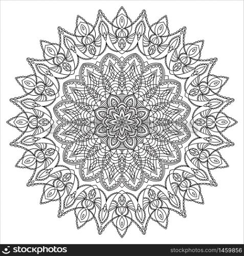 Hand drawing zentangle element. Black and white. Flower mandala. Vector illustration. The best for your design, textiles, posters, tattoos, corporate identity. Hand drawing zentangle element. Black and white. Flower mandala