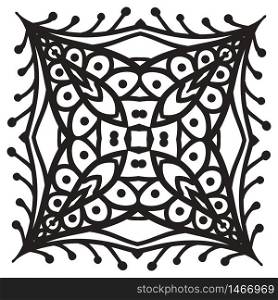 Hand drawing zentangle element. Black and white. Flower mandala. Vector illustration. The best for your design, textiles, posters, tattoos, corporate identity. Hand drawing zentangle mandala element