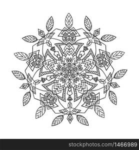 Hand drawing zentangle element. Black and white. Flower mandala. Vector illustration. The best for your design, textiles, posters, tattoos, corporate identity. Hand drawing zentangle mandala element