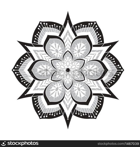 Hand drawing zentangle element. Black and white. Flower mandala. Vector illustration. The best for your design, textiles, posters, tattoos, corporate identity. Hand drawing zentangle mandala element