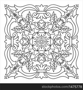 Hand drawing zentangle element. Italian majolica style Black and white. Flower mandala. Vector illustration. The best for your design, textiles, posters, tattoos, corporate identity. Hand drawing zentangle mandala element. Italian majolica style
