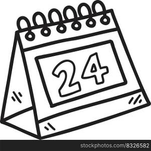 Hand Drawn 24 day calendar illustration isolated on background