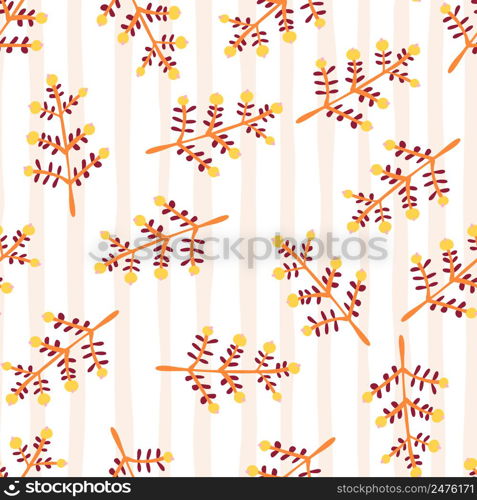 Hand drawn a sprig with berries seamless pattern. Branch with leaves and berry wallpaper. Texture with doodle berries. Floral simple design for fabric, textile print, wrapping, cover, card. Hand drawn a sprig with berries seamless pattern. Branch with leaves and berry wallpaper.