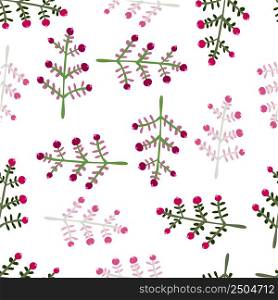 Hand drawn a sprig with berries seamless pattern. Branch with leaves and berry wallpaper. Texture with doodle berries. Floral simple design for fabric, textile print, wrapping, cover, card. Hand drawn a sprig with berries seamless pattern. Branch with leaves and berry wallpaper.