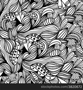 Hand drawn abstract doodle seamless pattern. Seamless background. Vector illustration for design of gift packs, wrap, patterns fabric, wallpaper, web sites and other.