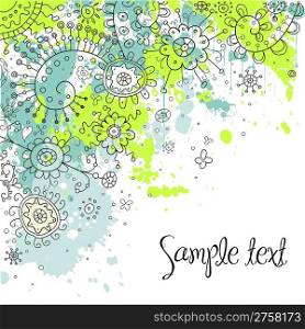Hand-Drawn Abstract Doodles and Flowers Vector Illustration