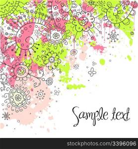 Hand-Drawn Abstract Doodles and Flowers Vector Illustration