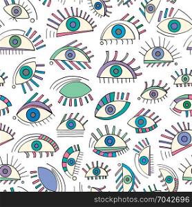 Hand drawn abstract eyes pattern. Sight seamless vector background. Modern texture for wallpaper, wrapping paper, textile design, surface, fabric.. Hand drawn abstract eyes pattern. Colorful sight seamless vector background. Modern stylish texture for wallpaper, wrapping paper, textile design, surface, fabric.