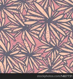 Hand drawn abstract flowers seamless pattern on pink background. Doodle floral wallpaper for for fabric design, textile print, wrapping paper, cover. Vector illustration. Hand drawn abstract flowers seamless pattern on pink background.