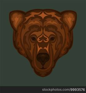 Hand drawn abstract portrait of a bear. Vector stylized colorful illustration for tattoo, logo, wall decor, T-shirt print design or outwear. This drawing would be nice to make on the fabric, canvas.