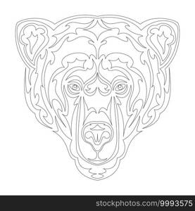 Hand drawn abstract portrait of a bear. Vector stylized illustration for tattoo, logo, wall decor, T-shirt print design or outwear. This drawing would be nice to make on the fabric or canvas.