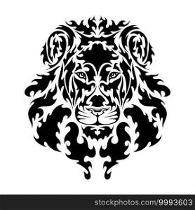 Hand drawn abstract portrait of a lion. Vector stylized illustration for tattoo, logo, wall decor, T-shirt print design or outwear. This drawing would be nice to make on the fabric or canvas.