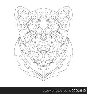Hand drawn abstract portrait of a lioness. Vector stylized illustration for tattoo, logo, wall decor, T-shirt print design or outwear. This drawing would be nice to make on the fabric or canvas.