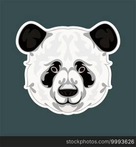 Hand drawn abstract portrait of a panda. Sticker. Vector stylized colorful illustration isolated on dark background.