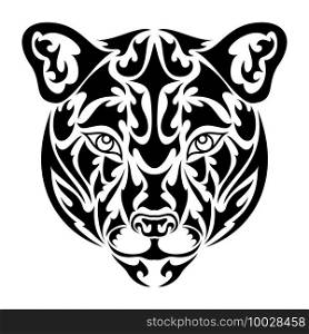 Hand drawn abstract portrait of a puma. Vector stylized illustration for tattoo, logo, wall decor, T-shirt print design or outwear. This drawing would be nice to make on the fabric or canvas.