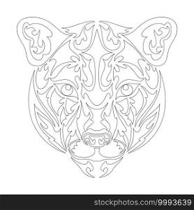 Hand drawn abstract portrait of a puma. Vector stylized illustration for tattoo, logo, wall decor, T-shirt print design or outwear. This drawing would be nice to make on the fabric or canvas.