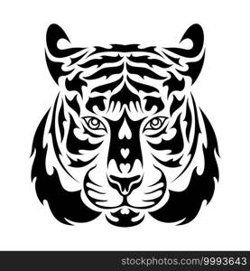 Hand drawn abstract portrait of a tiger. Vector stylized illustration for tattoo, logo, wall decor, T-shirt print design or outwear. This drawing would be nice to make on the fabric or canvas.
