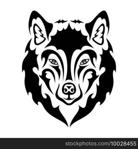 Hand drawn abstract portrait of a wolf. Vector stylized illustration for tattoo, logo, wall decor, T-shirt print design or outwear. This drawing would be nice to make on the fabric or canvas.