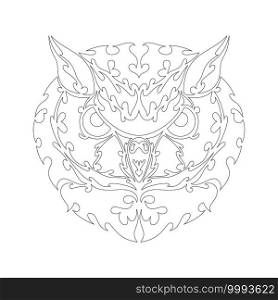 Hand drawn abstract portrait of an owl. Vector stylized illustration for tattoo, logo, wall decor, T-shirt print design or outwear. This drawing would be nice to make on the fabric or canvas.