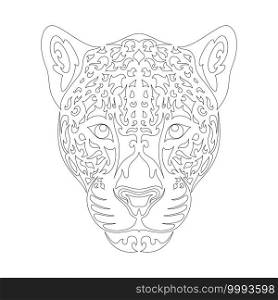 Hand drawn abstract portrait of leopard or jaguar. Vector stylized illustration for tattoo, logo, wall decor, T-shirt print design or outwear. This drawing would be nice to make on fabric or canvas.
