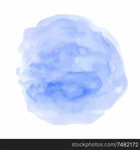 Hand drawn abstract round blue vector watercolor texture on a white background
