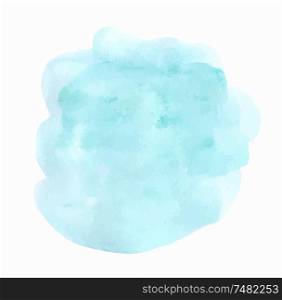 Hand drawn abstract round blue vector watercolor texture on a white background