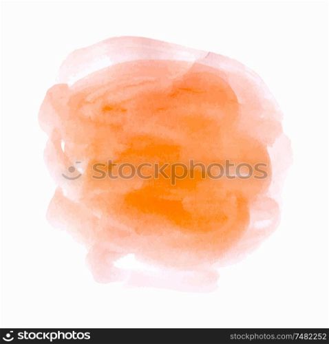 Hand drawn abstract round orange vector watercolor texture on a white background