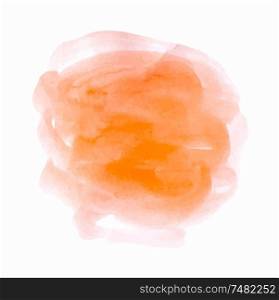 Hand drawn abstract round orange vector watercolor texture on a white background